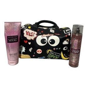 Bath & Body Works Set with Colorful emoji Graphic Handbag